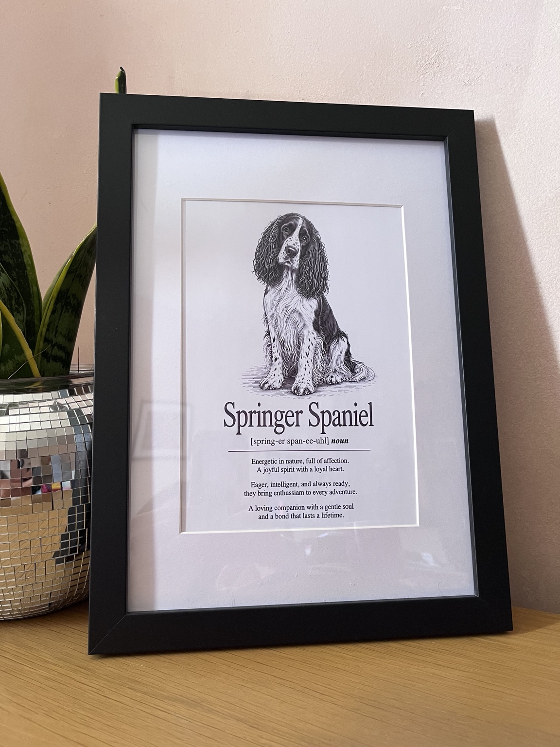 Framed Springer Spaniel Dog Dictionary print by Haus of Muse Print Co.