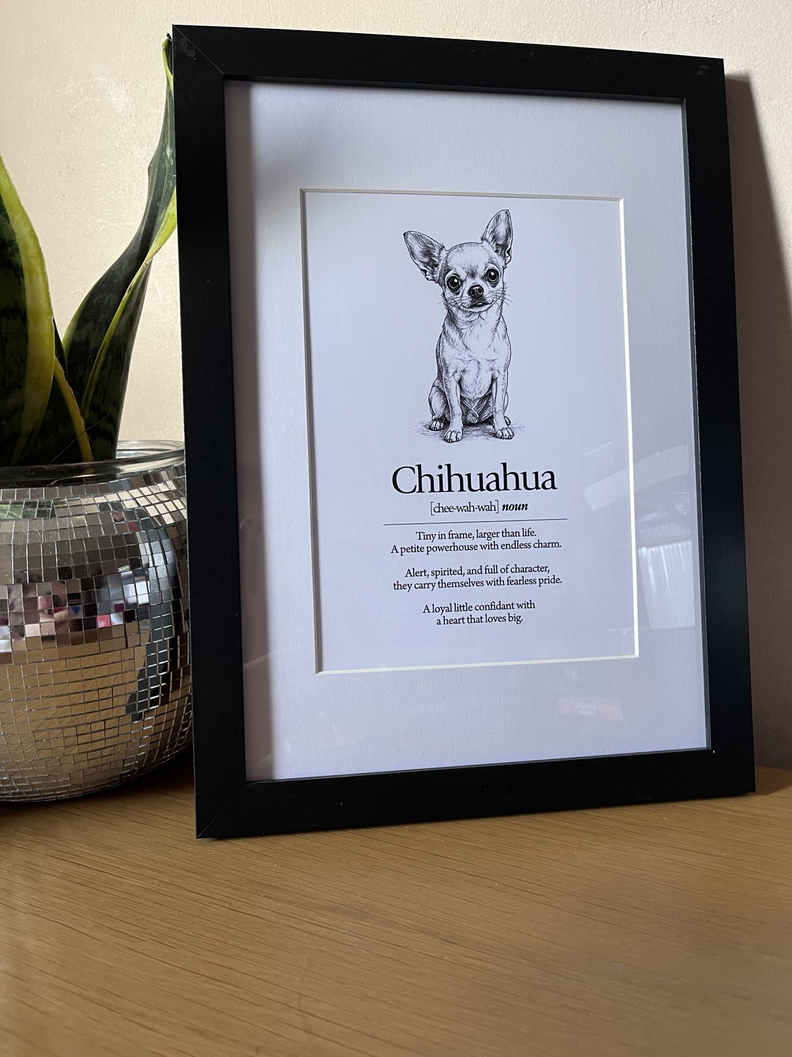 Framed Chihuahua Dog Dictionary print
